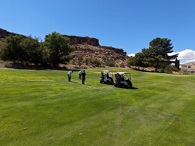 Golfers and partners on the course at the King of the Desert Classic.