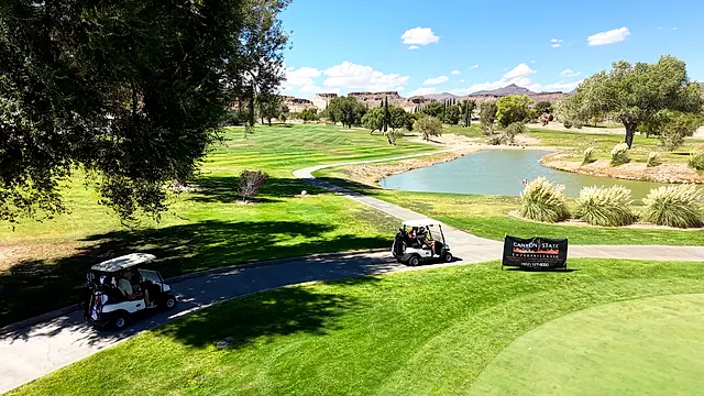 Golfers and partners on the course at the King of the Desert Classic.