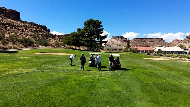 Golfers and partners on the course at the King of the Desert Classic.