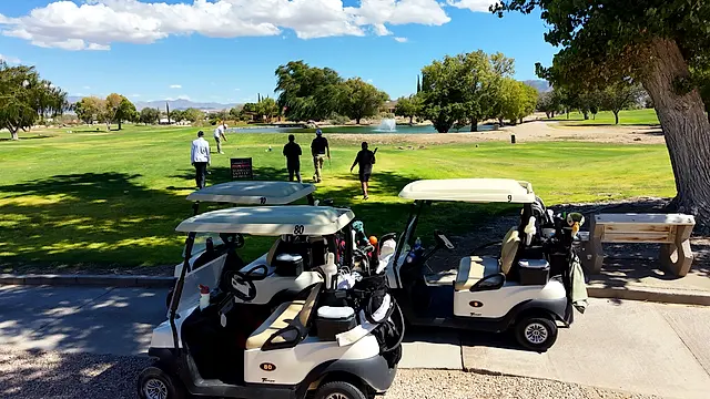 Golfers and partners on the course at the King of the Desert Classic.